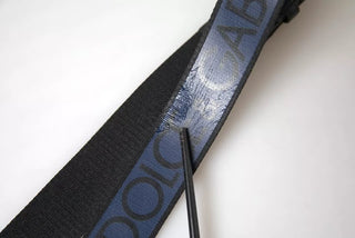 Dolce &amp; Gabbana Black Blue Leather Silver Metal Buckle Belt