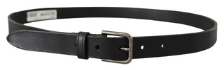 Dolce &amp; Gabbana Black Calf Leather Classic Metal Logo Buckle Belt