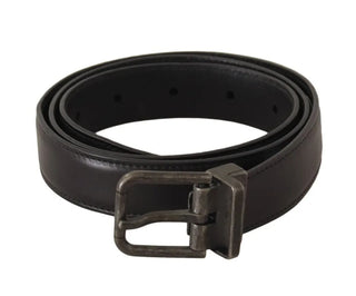 Dolce &amp; Gabbana Black Calf Leather Antique Buckle Men Belt