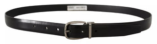 Dolce &amp; Gabbana Black Classic Leather Chrome Metal Buckle Belt