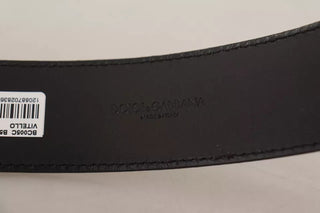 Dolce &amp; Gabbana Dark Brown Leather Logo Engraved Metal Buckle Belt