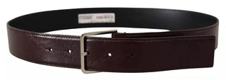 Dolce &amp; Gabbana Dark Brown Leather Logo Engraved Metal Buckle Belt