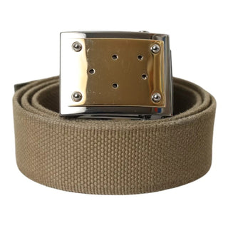 Dolce &amp; Gabbana Brown Canvas Square Metal Buckle Men Belt