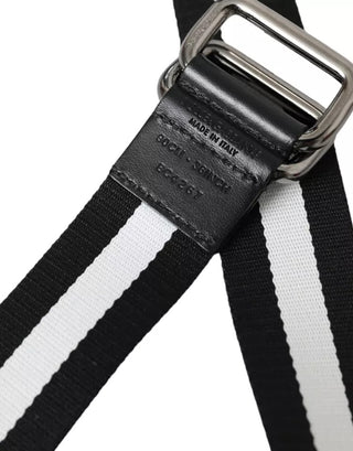 Dolce &amp; Gabbana Orange Canvas Logo Print Metal Buckle Men Belt