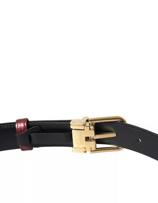 Dolce &amp; Gabbana Maroon Leather Gold Metal Buckle Men Belt