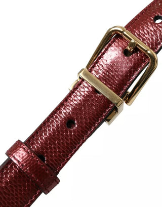 Dolce &amp; Gabbana Maroon Leather Gold Metal Buckle Men Belt