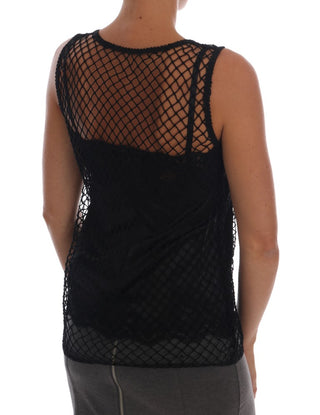 Dolce &amp; Gabbana Elegant Black Lace Sleeveless Cami Blouse