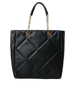 Dolce &amp; Gabbana Black Leather JUNGLE Quilted Shopping Tote Bag