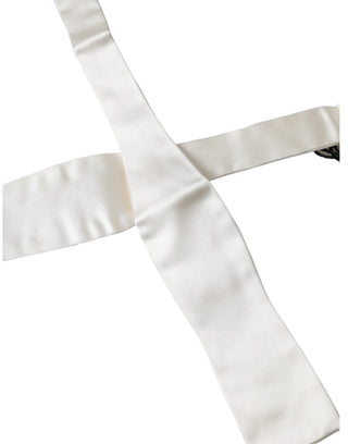 Dolce & Gabbana White Silk Slim Skinny Necktie Men Bow Tie