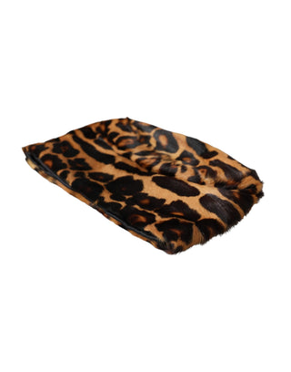 Dolce &amp; Gabbana Brown Leopard Fur Women Bucket Hat