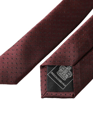 Dolce & Gabbana Maroon Dotted 100% Silk Adjustable Men Tie