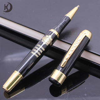 Luxury Stainless Steel Gel Ink Pen - Medium Point Washable - Elegant Business Gift for Men and Women - Premium Black Metal Writing Instrument with Blue Ink