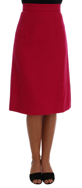 Dolce &amp; Gabbana Elegant Pink Wool A-Line Knee-Length Skirt