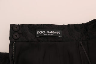 Dolce &amp; Gabbana Elegant Black Floral Jacquard A-Line Skirt