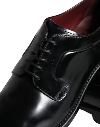 Dolce & Gabbana Black Calfskin Leather Derby Men Dress Shoes