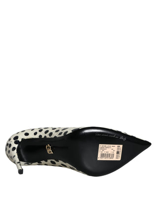 Dolce &amp; Gabbana Black White Polka Dot Leather Pumps Shoes