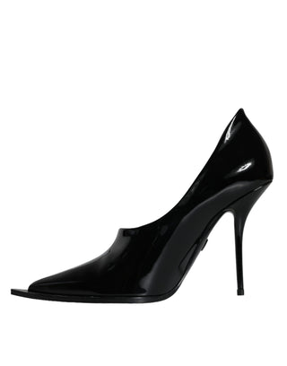 Dolce &amp; Gabbana Black Patent Leather High Heels Pumps Shoes