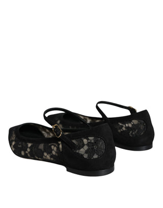 Dolce &amp; Gabbana Black Taormina Lace Bellucci Flats Shoes