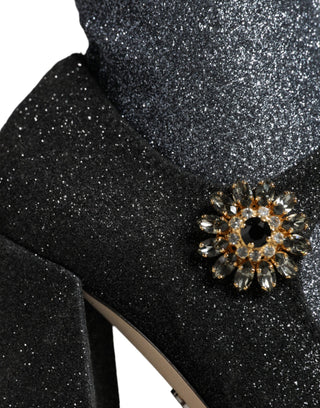 Dolce &amp; Gabbana Black Crystal Mary Janes Booties Shoes