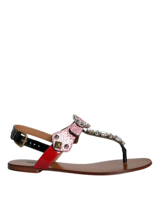 Dolce &amp; Gabbana Multicolor Crystal Sandals Flip Flops Shoes