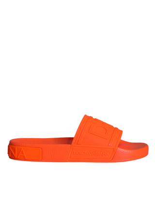 Dolce &amp; Gabbana Orange Rubber Slides Sandals Beachwear Shoes