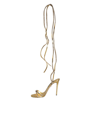 Dolce &amp; Gabbana Gold Crystals Keira Heels Sandals Shoes