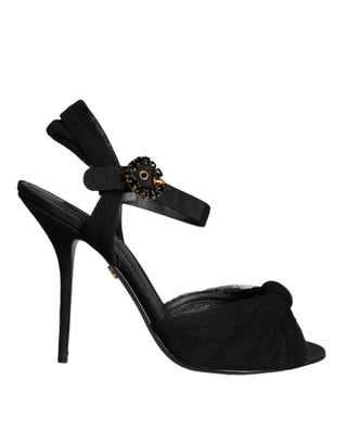 Dolce &amp; Gabbana Black KEIRA Heels Ankle Strap Sandals Shoes