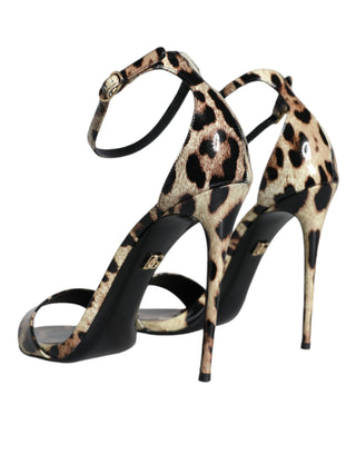 Dolce &amp; Gabbana Brown Leopard KEIRA Ankle Strap Sandals Shoes