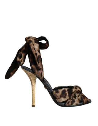 Dolce &amp; Gabbana Brown Leopard Keira Heels Sandals Shoes