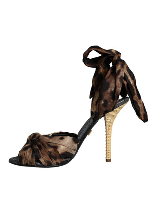 Dolce &amp; Gabbana Brown Leopard Keira Heels Sandals Shoes