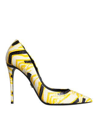 Dolce &amp; Gabbana Multicolor Stripes Leather High Heels Pumps Shoes