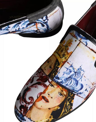 Dolce &amp; Gabbana Multicolor Madonna Majolica Amalfi Men Loafers Shoes