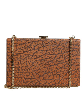 Dolce &amp; Gabbana Brown Leather Gold Frame Clutch Mini Crossbody Bag