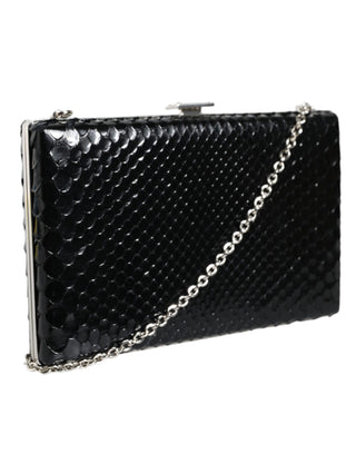 Dolce &amp; Gabbana Black Leather Silver Frame Clutch Mini Crossbody Bag