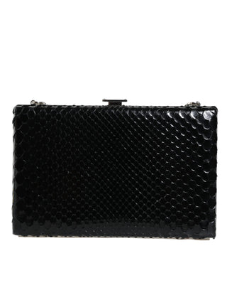 Dolce &amp; Gabbana Black Leather Silver Frame Clutch Mini Crossbody Bag