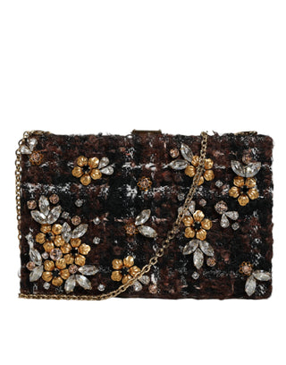 Dolce &amp; Gabbana Multicolor Tweed Floral Clutch Evening Party Purse CrossBody Bag