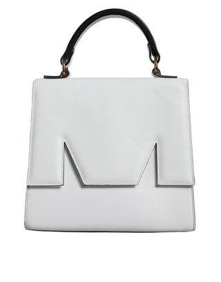 MSGM White Bovine Leather Top Handle Satchel Purse Bag