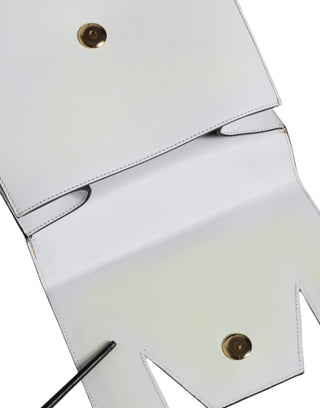 MSGM White Bovine Leather Top Handle Satchel Purse Bag