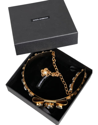 Dolce & Gabbana Gold Tone Crystal Embellished Women Waist Chain Belt