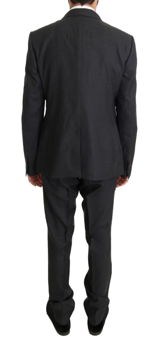 Dolce &amp; Gabbana Elegant Gray Double Breasted Wool Silk Suit