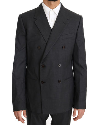 Dolce &amp; Gabbana Elegant Gray Double Breasted Wool Silk Suit