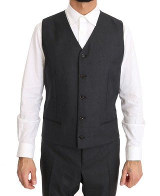 Dolce &amp; Gabbana Elegant Gray Double Breasted Wool Silk Suit