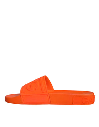 Dolce &amp; Gabbana Orange Rubber Slides Sandals Beachwear Shoes