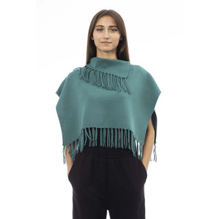 Alpha Studio Green Wool Women Poncho