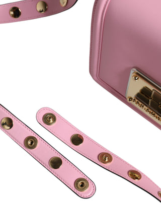 Dolce &amp; Gabbana Baby Pink LOLA Leather Studded Crossbody Strap Bag