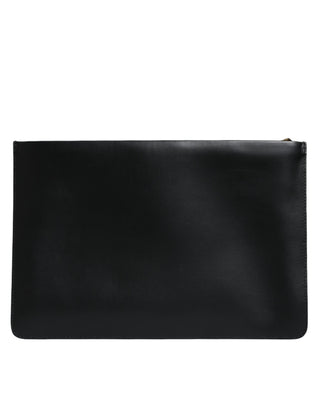 Dolce &amp; Gabbana Black Calfskin Leather Mediterranean Pouch Bag