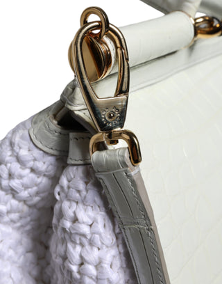 Dolce &amp; Gabbana White Rafia Leather SICILY Crossbody Bag