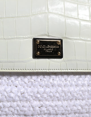 Dolce &amp; Gabbana White Rafia Leather SICILY Crossbody Bag