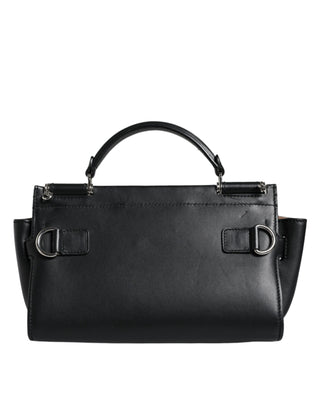 Dolce &amp; Gabbana Black Leather SICILY Top Handle Crossbody Bag