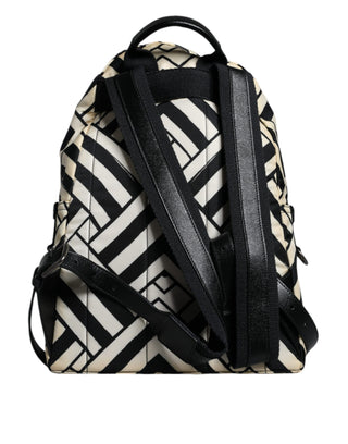 Dolce &amp; Gabbana Black White Nylon Leather Travel Backpack Bag